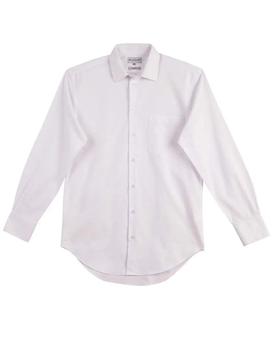 Benchmark Corporate Wear White / 40 BENCHMARK Men's CVC Oxford Long Sleeve Shirt M7040L